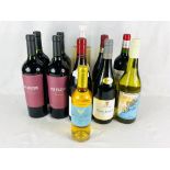 Ten bottles of mixed wines, together with a half bottle of wine