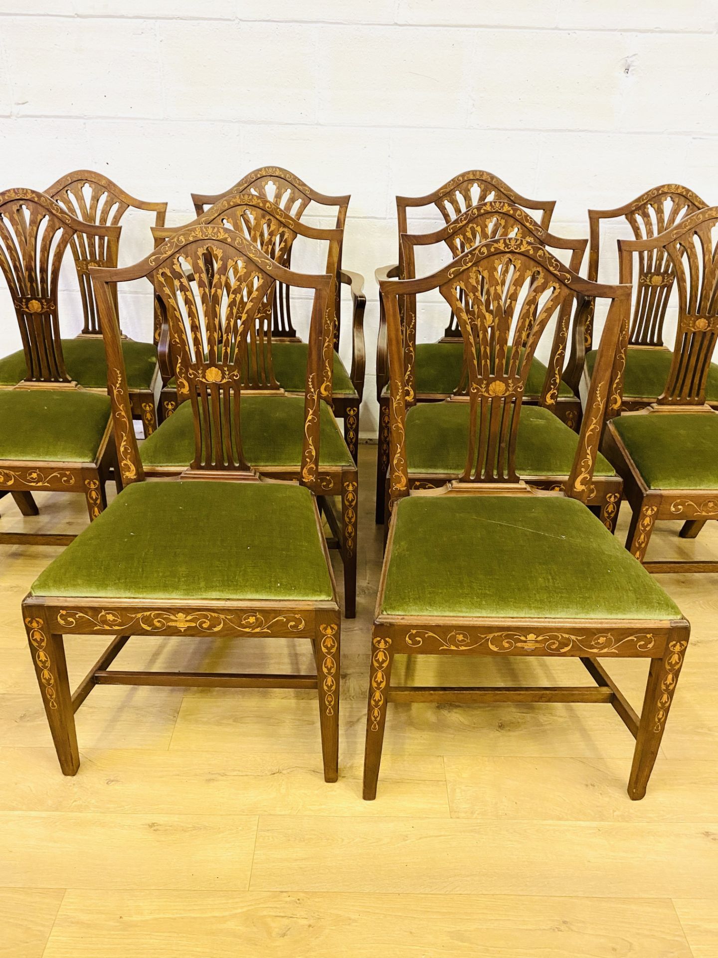 Set of ten mahogany dining chairs - Image 4 of 7