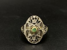 18ct gold, emerald and diamond ring
