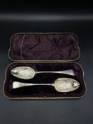 Pair of Victorian silver berry spoons