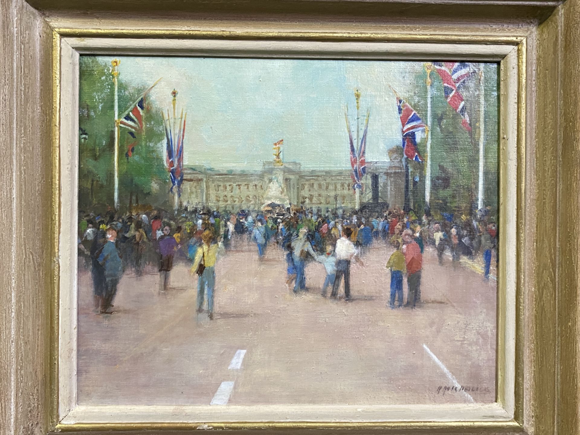 M. Rose Price, oil on board, VE Day celebrations - Image 3 of 3