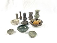 Collection of marble vases and dishes