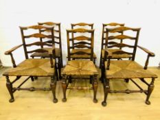 Set of six oak dining chairs