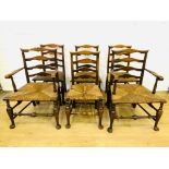 Set of six oak dining chairs