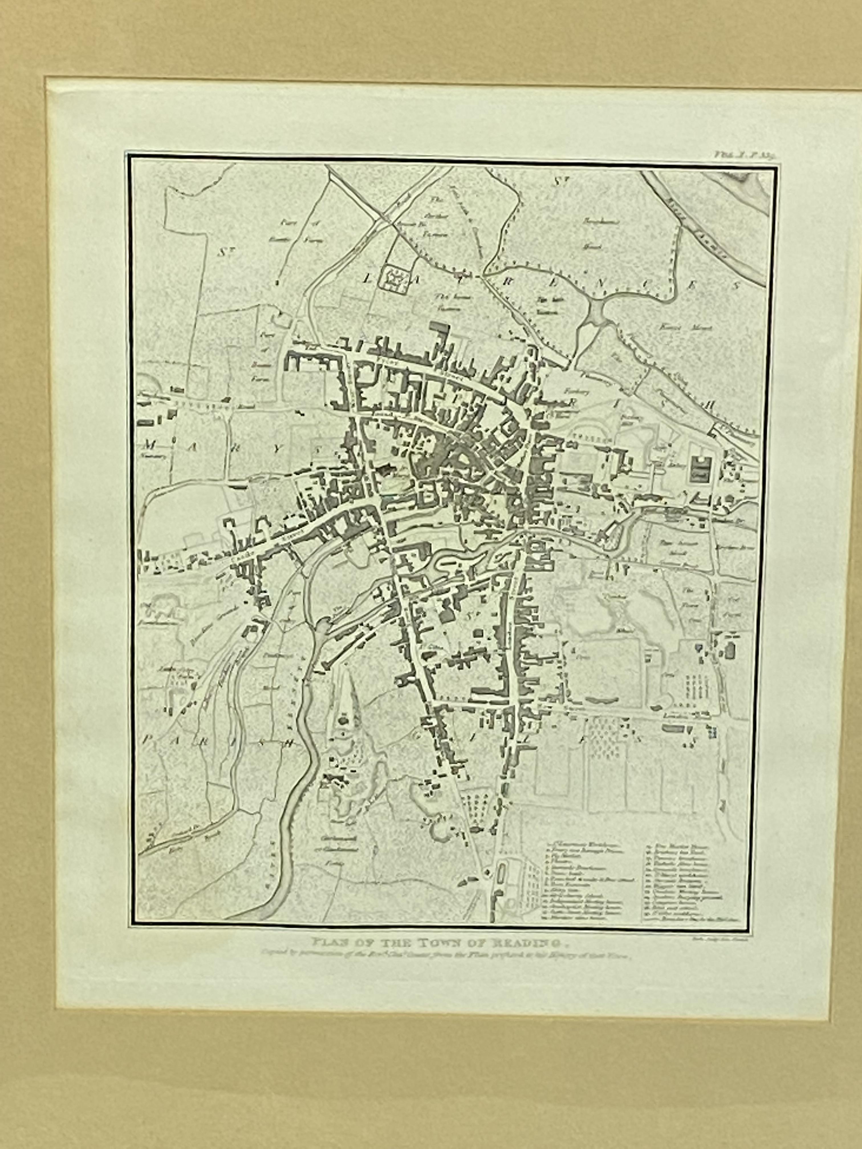 A framed plan of Reading together with a map of Berkshire - Image 3 of 5