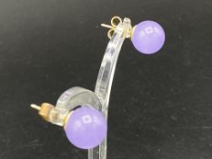 14ct gold and lavender jade earrings