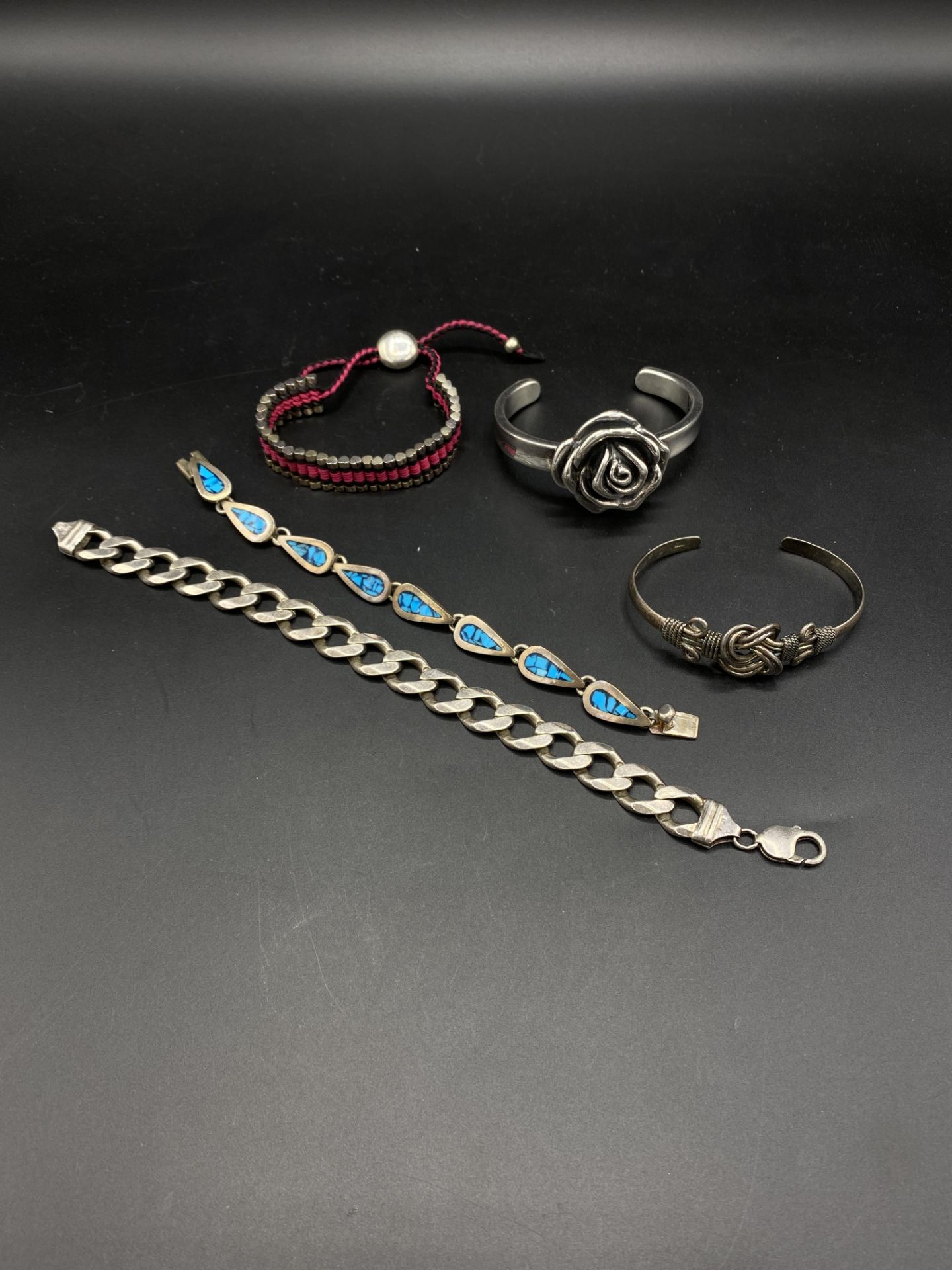 Five silver bracelets and bangles - Image 4 of 4