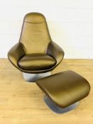 Habitat leather style armchair with matching footstool
