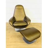 Habitat leather style armchair with matching footstool