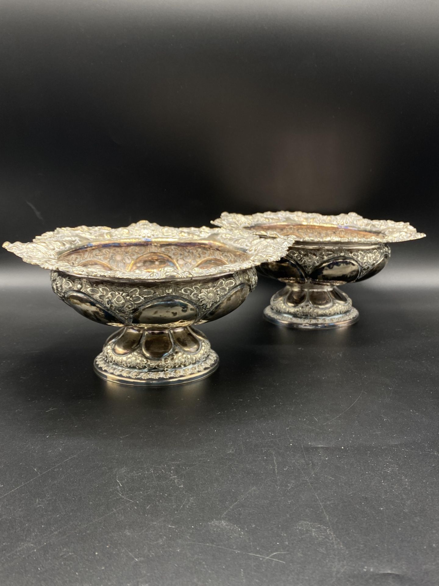 Edwardian silver pedestal bowls - Bild 2 aus 9