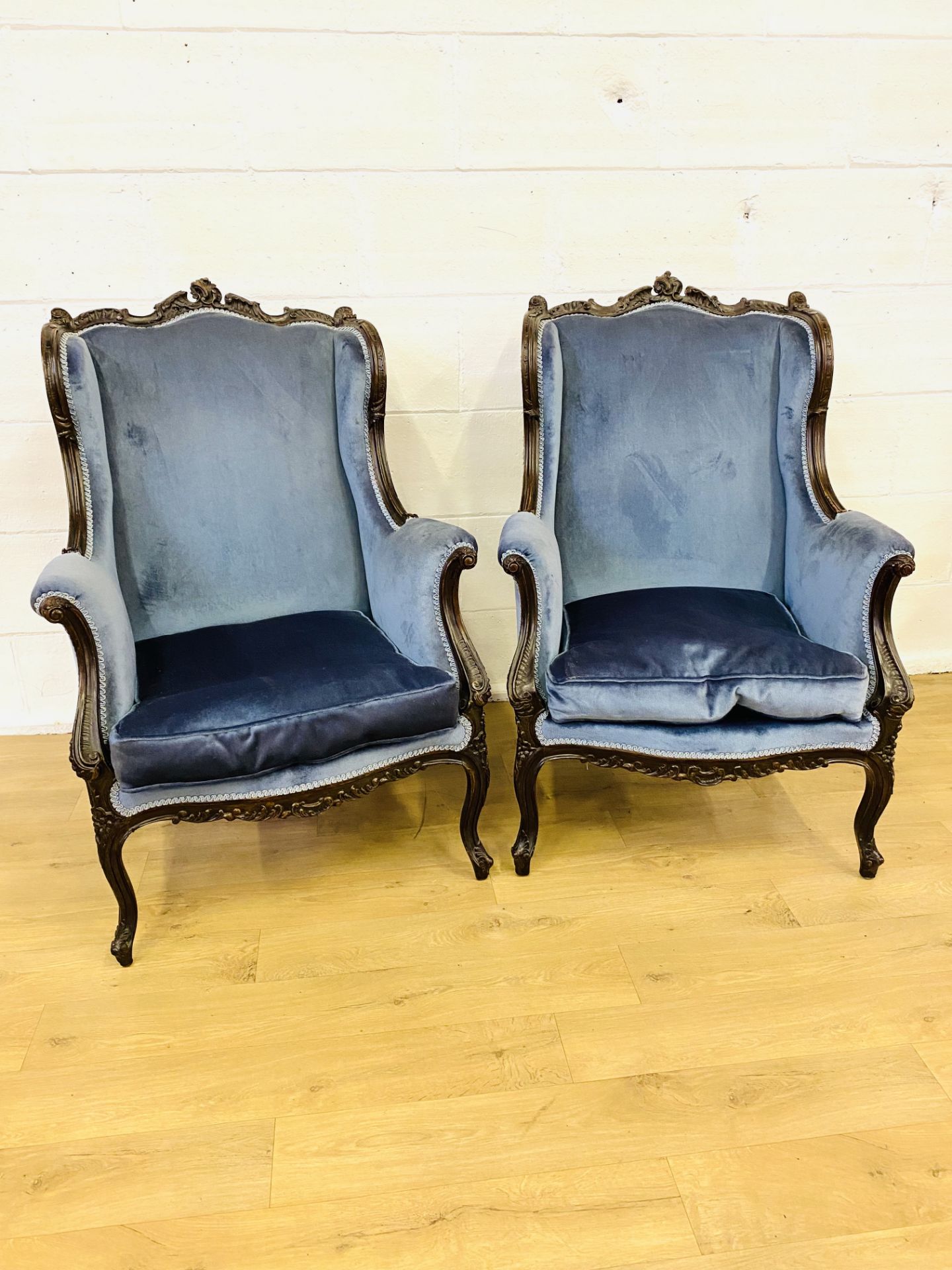 Pair of mahogany show wood upholstered armchairs - Bild 2 aus 5