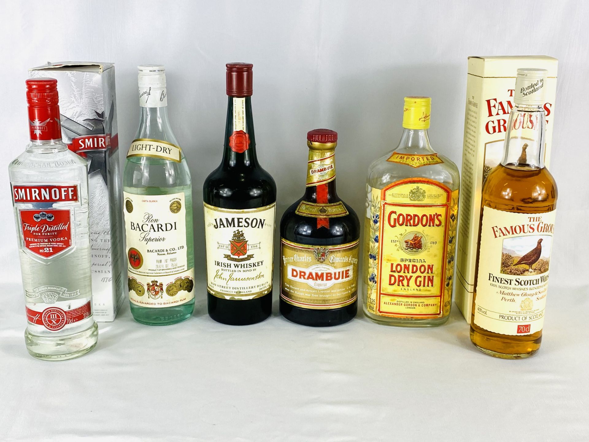 Six bottles of spirits