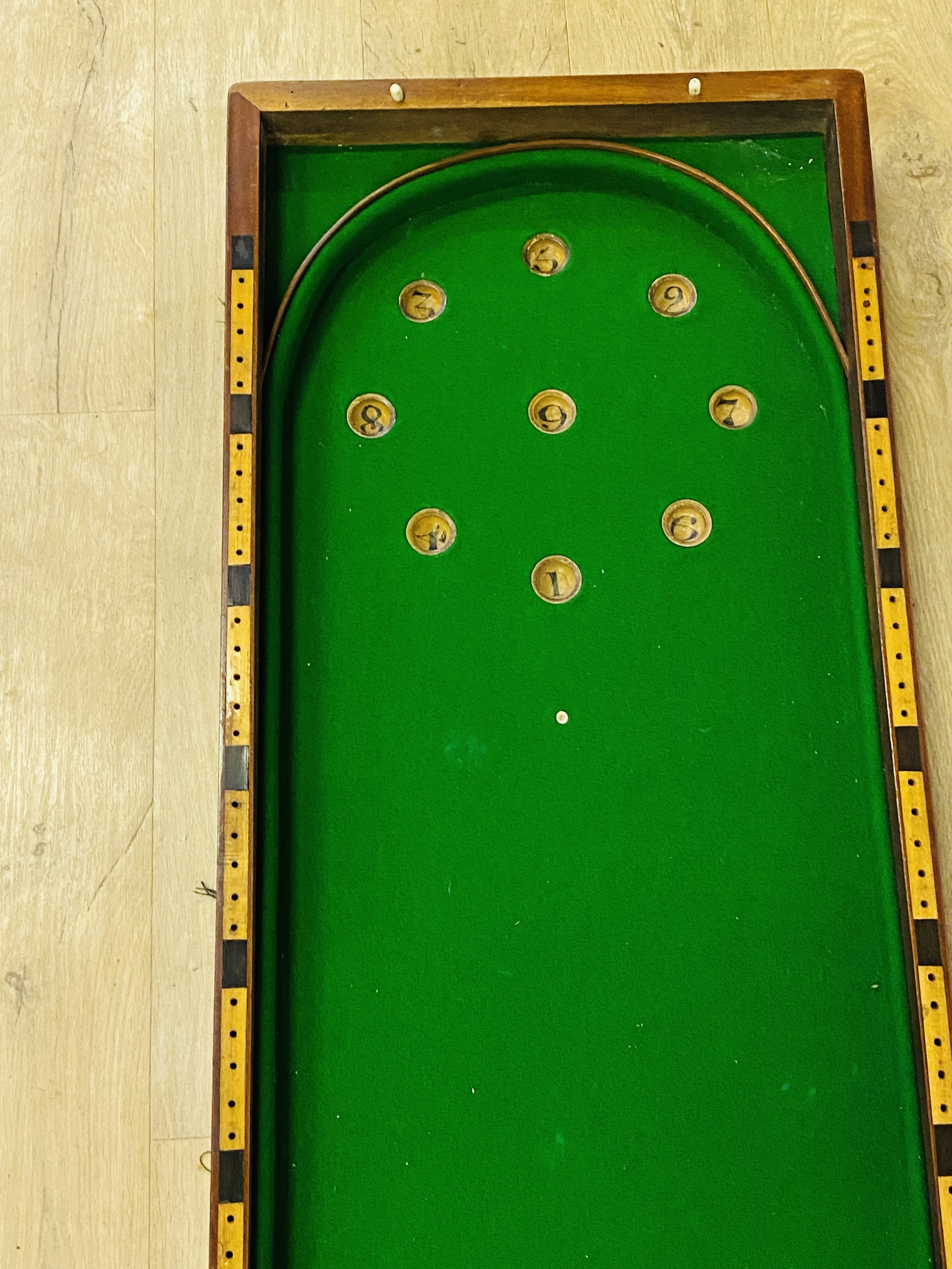 Mahogany bagatelle board together with a bagatelle board - Image 5 of 7