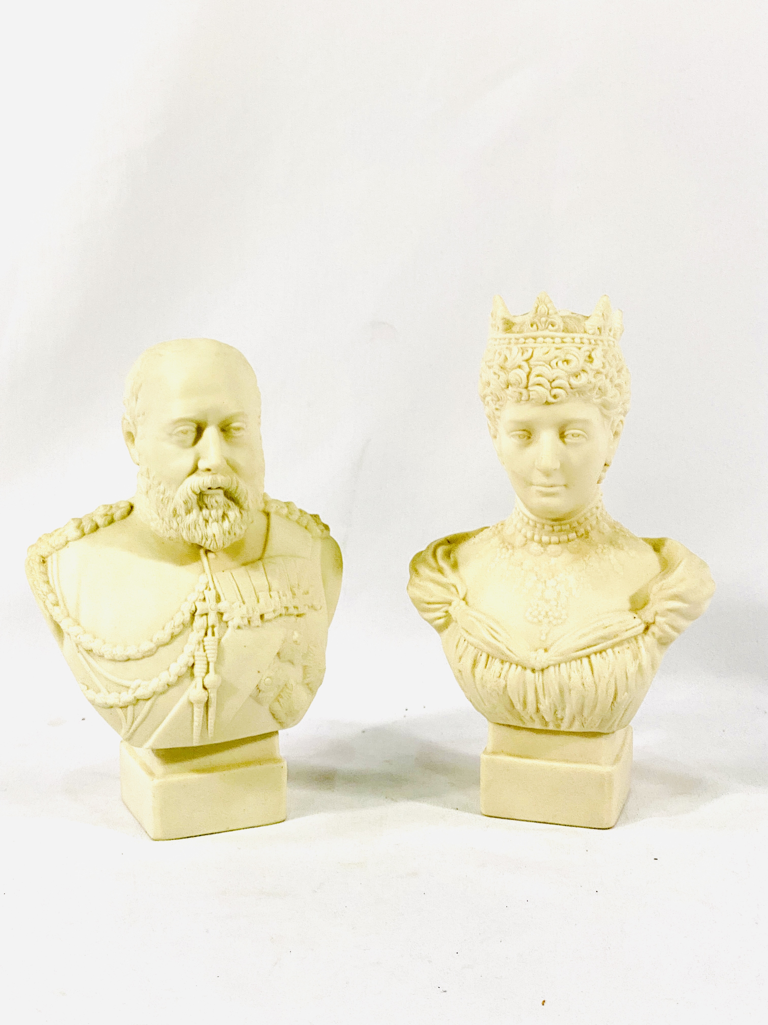 Two parian busts modelled by W.C. Lawton