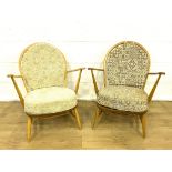 Ercol style open armchairs