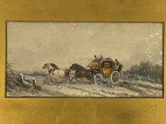 Philip H Rideout (1860-1920): Set of four gilt framed and glazed watercolours of mail coach scenes