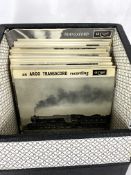 Box containing approximately 24 Argo Transcord recordings of steam trains.