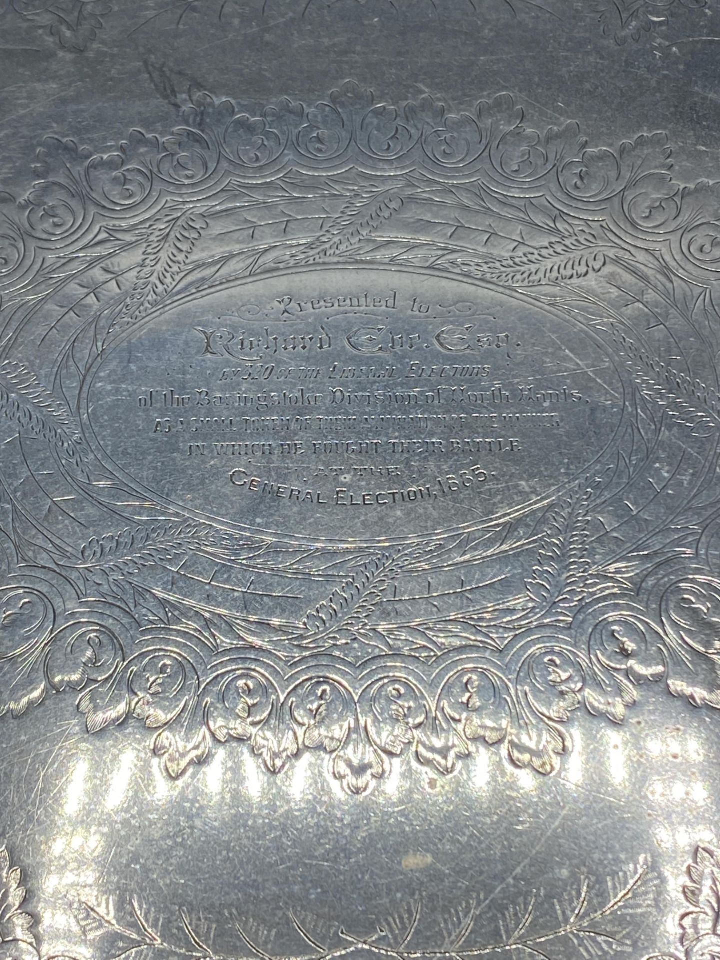 Victorian silver tray, 1885 - Image 4 of 6