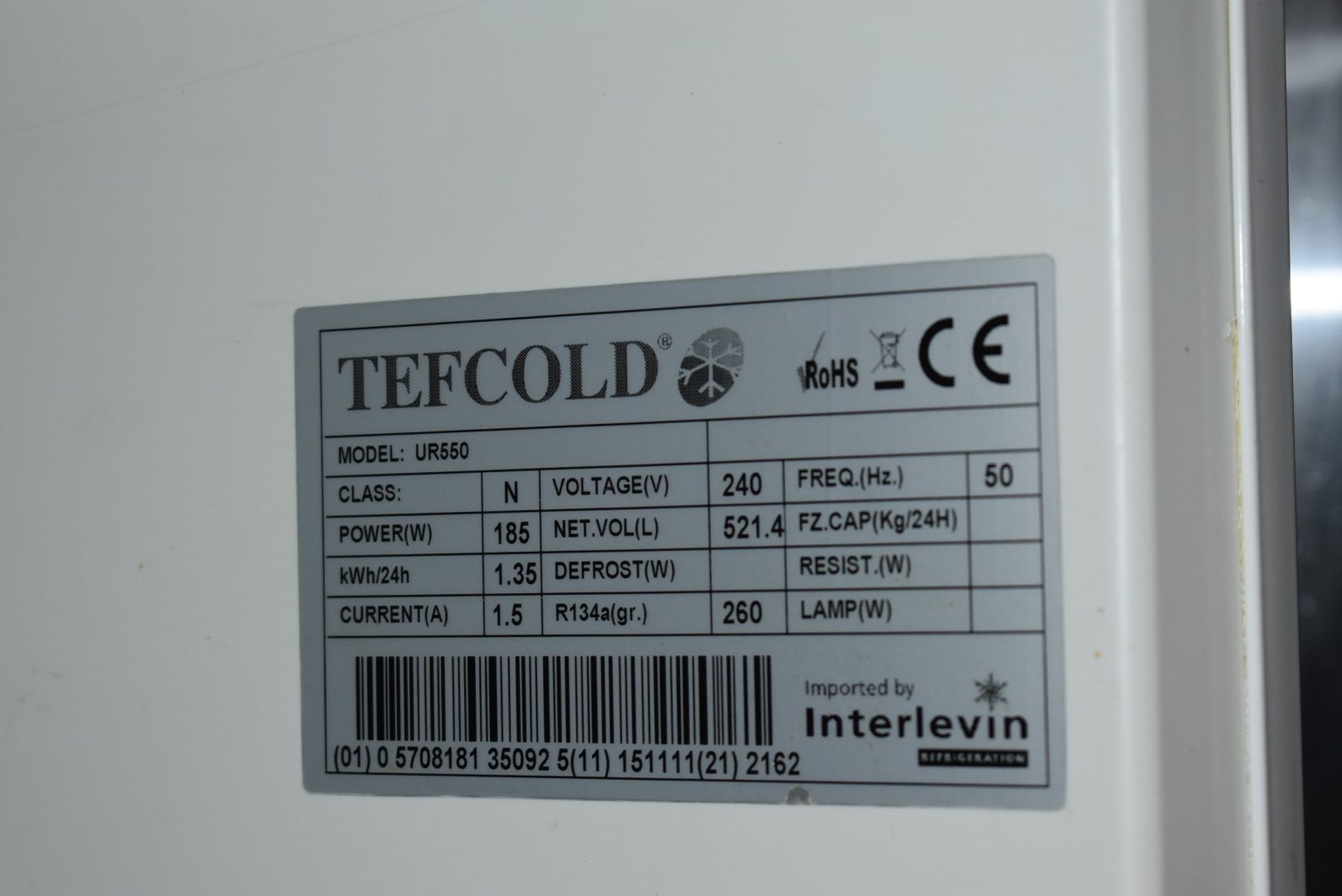 1 x Tefcold UR55 Upright Commercial Solid Door Refrigerator - Size: H172 x W77.7 x D72cms - Ref: - Image 7 of 8