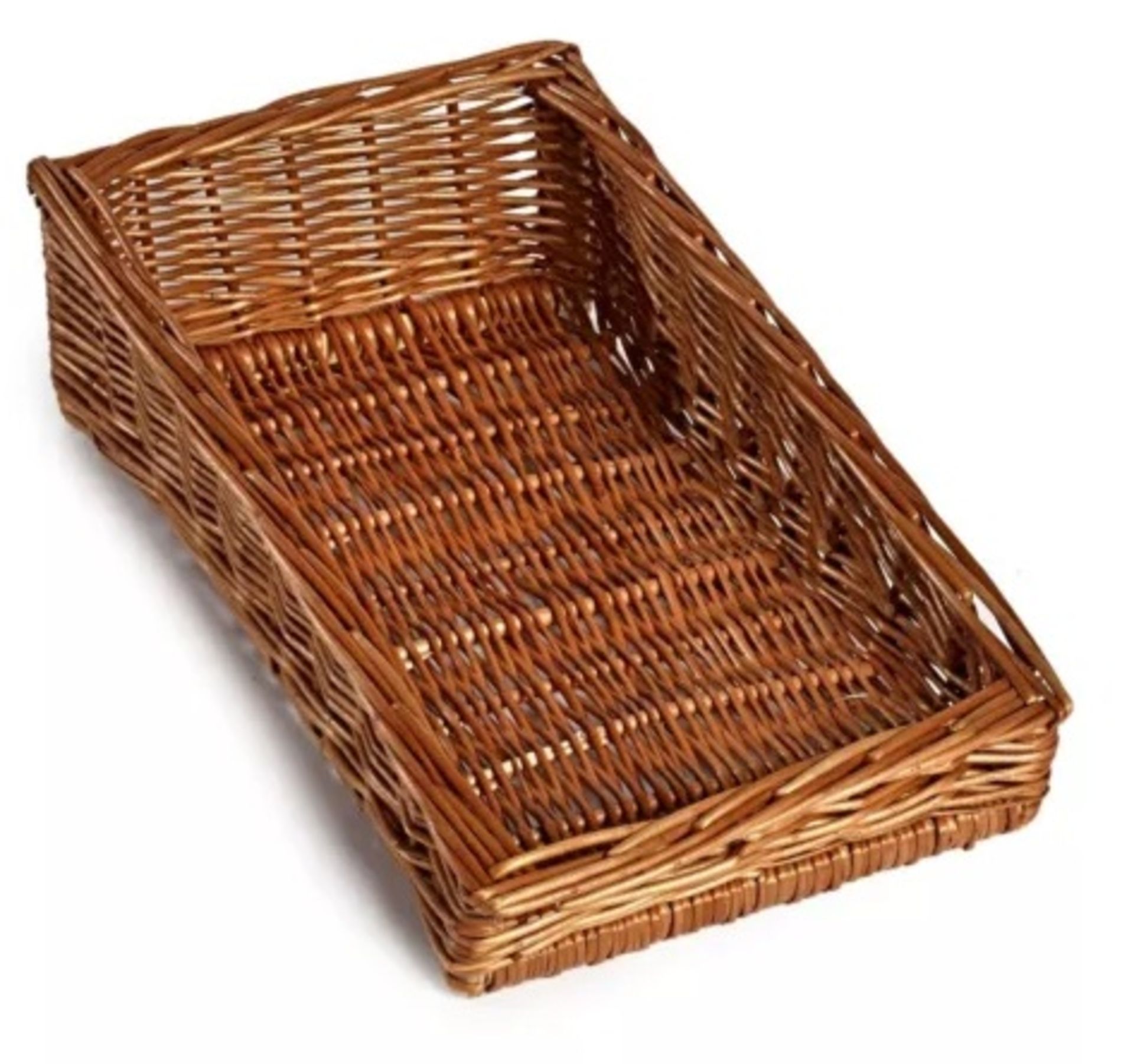 4 x Hand Woven Retail Display Sloping Wicker Baskets - Ideal For Presentation in Wide Range of