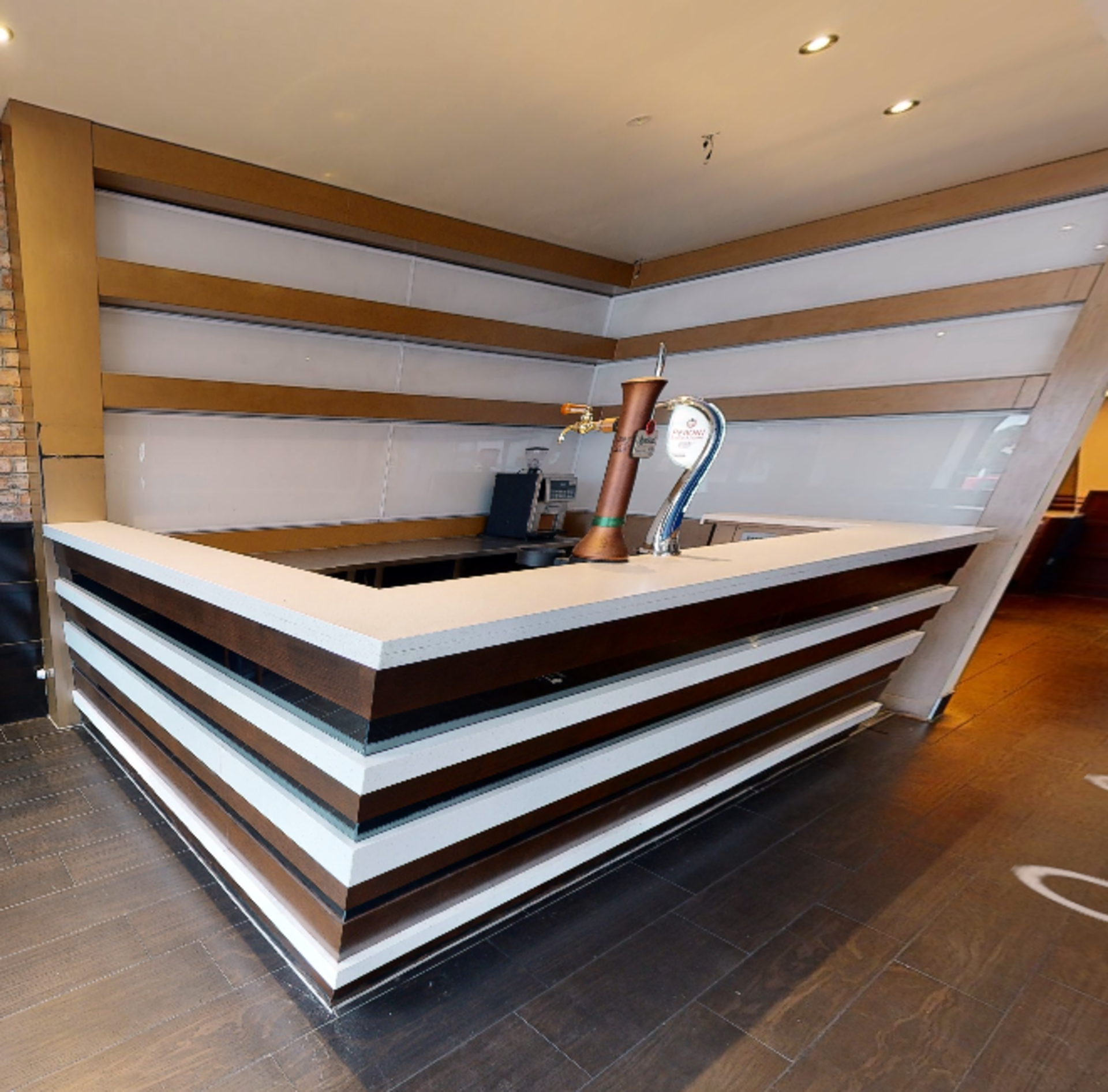 1 x Contemporary Bar Featuring Stone Bar Tops, Stainless Steel Backbar Worksurfaces and Double - Image 2 of 21