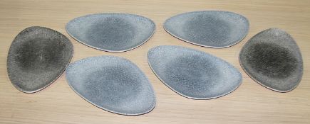 6 x Churchill Commercial Stonecast Triangular Platters In Blue / Grey - Original Total RRP £215.00