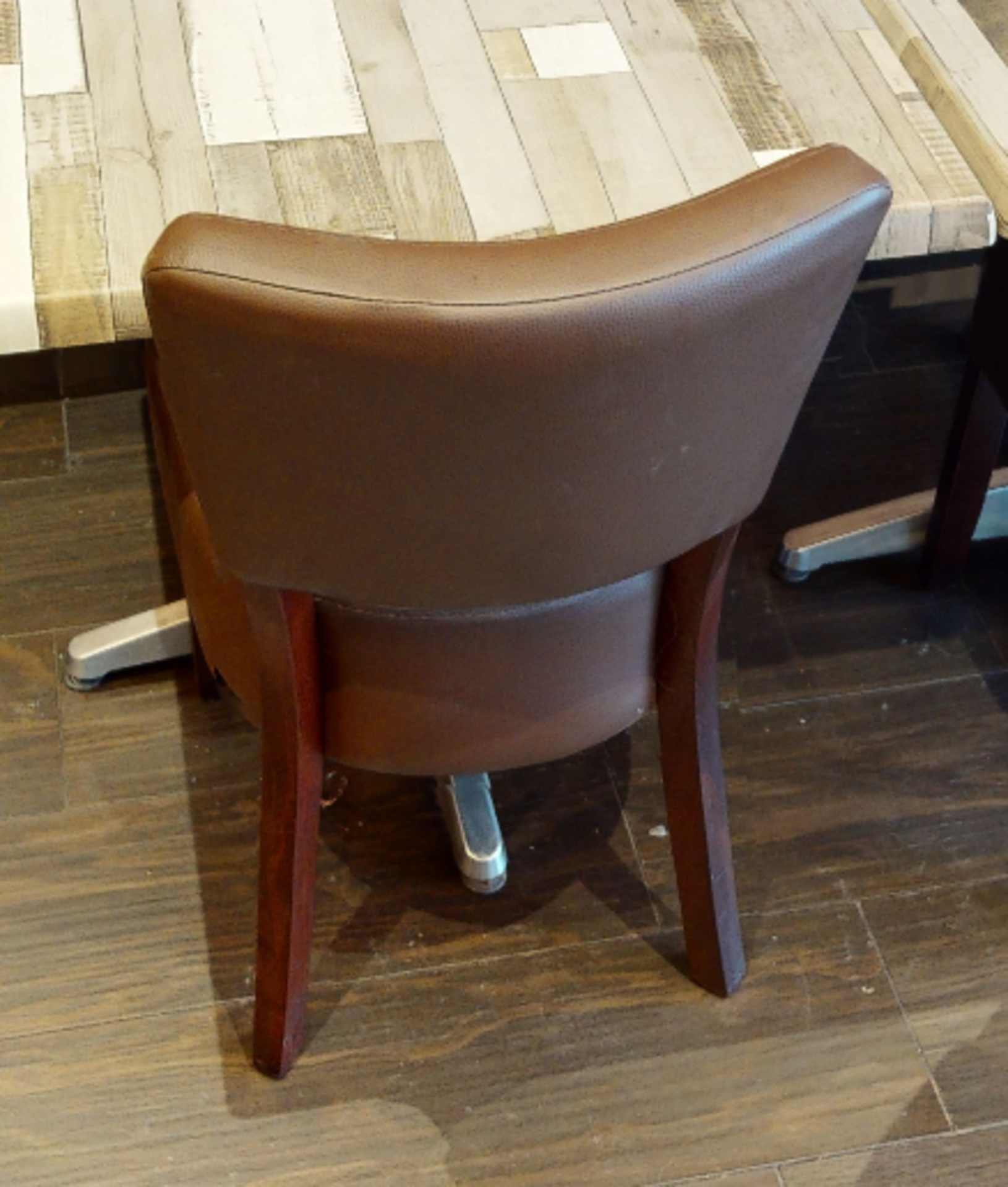 6 x Restaurant Chairs With Brown Leather Seat Pads and Padded Backrests - CL701 - Location: Ashton - Image 6 of 9