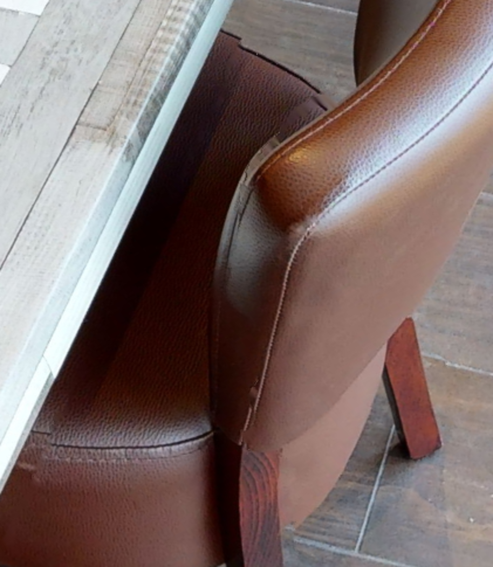 6 x Restaurant Chairs With Brown Leather Seat Pads and Padded Backrests - CL701 - Location: Ashton - Image 2 of 9