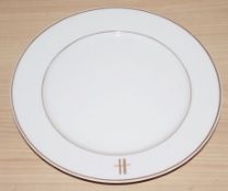 27 x PILLIVUYT Large Dinner Charger Plates In White Featuring 'Famous Branding' In Gold -