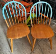 22 x Restaurant Dining Chairs - Contemporary Colourful Design With Wooden Finish and Part Painted in