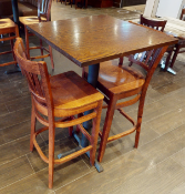1 x Poser Bar Table and 2 x Wooden Barstool Set - Table Size: 70 x 70 cms - CL701 - Location: Ashton