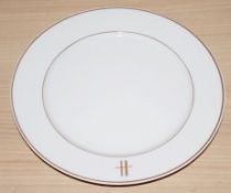 25 x PILLIVUYT Large Dinner Charger Plates In White Featuring 'Famous Branding' In Gold -