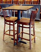 1 x Poser Bar Table and 2 x Wooden Barstool Set - Table Size: 70 x 70 cms - CL701 - Location: Ashton