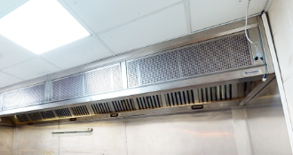 1 x Extraction Canopy By Britannia Kitchen Ventilation With Filter Panels & Fire Suppression System