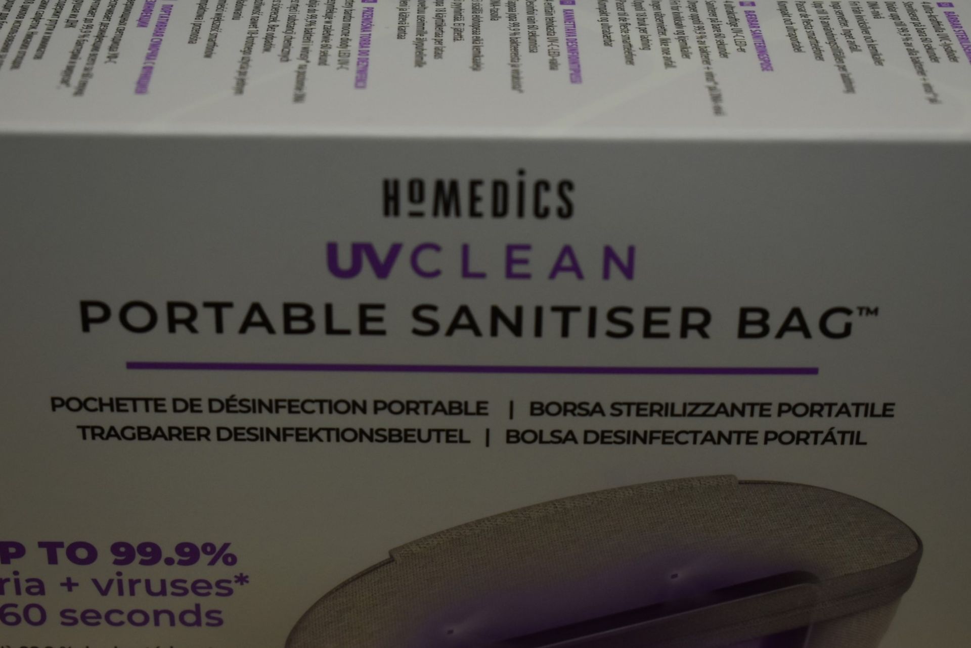 1 x Homedics UV Clean Portable Sanitiser Bag - Kills Upto 99.9% of Bacteria & Viruses in Just 60 - Image 5 of 18