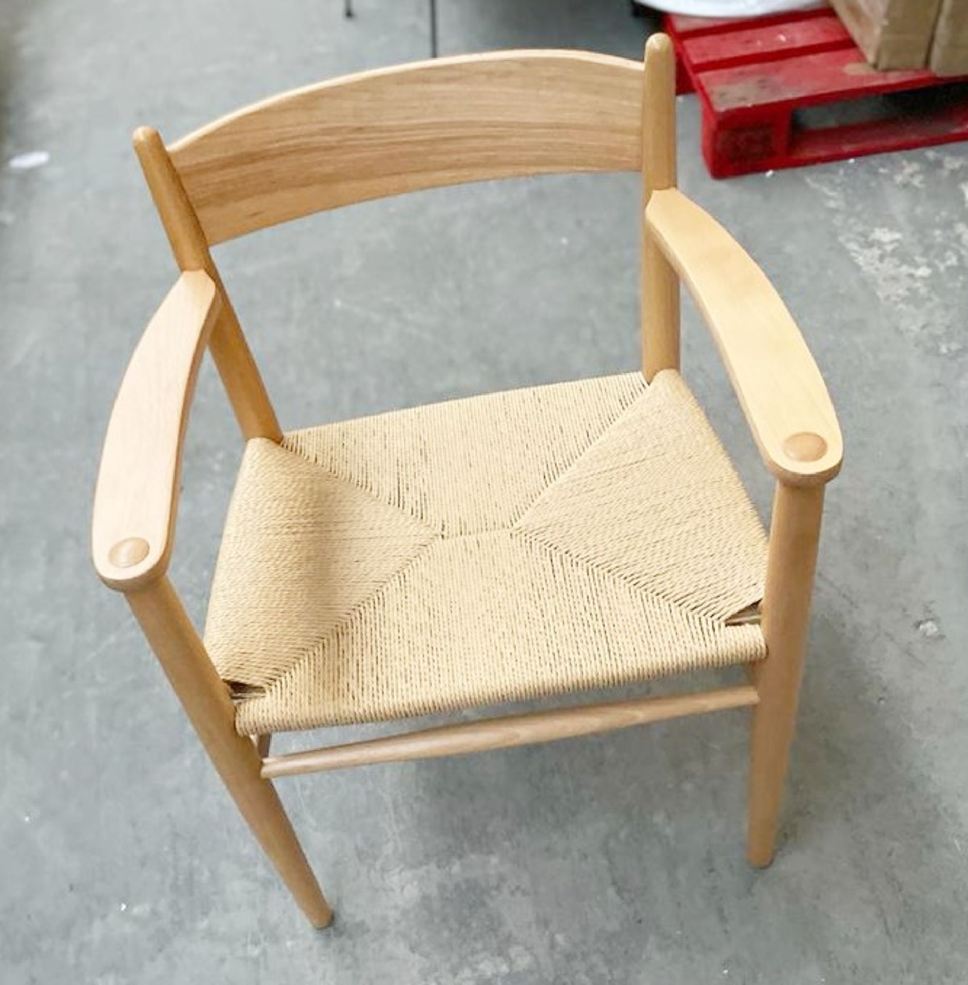 1 x Natural + Natural Cord Chair With Arm Rests - Dimensions: 50(h) x 48(d) x 58(w) cm - Brand New - Image 3 of 6