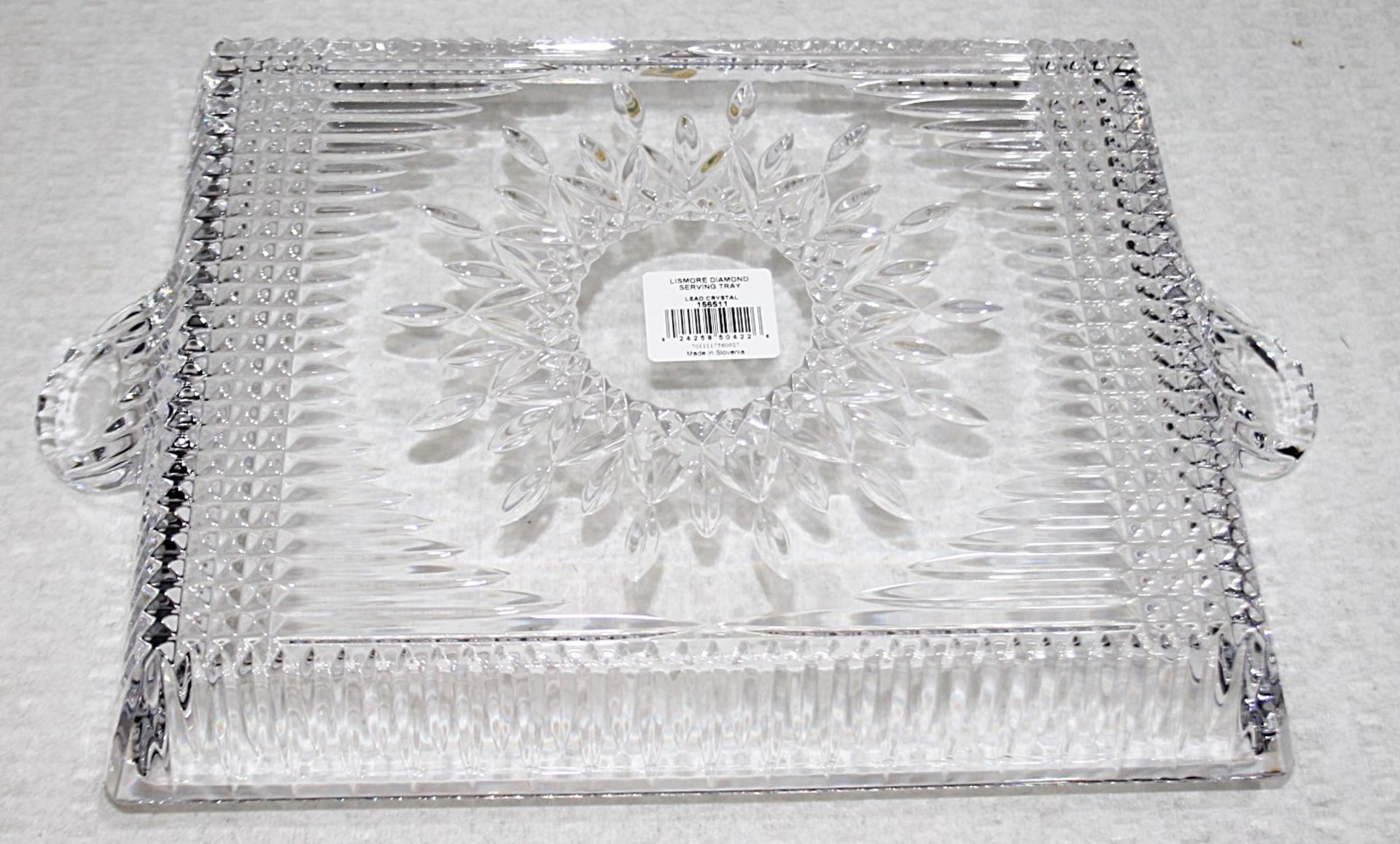 1 x WATERFORD 'Lismore Diamond' Lead Crystal Serving Tray - Original Price £210.00 - Unused Boxed - Image 3 of 7
