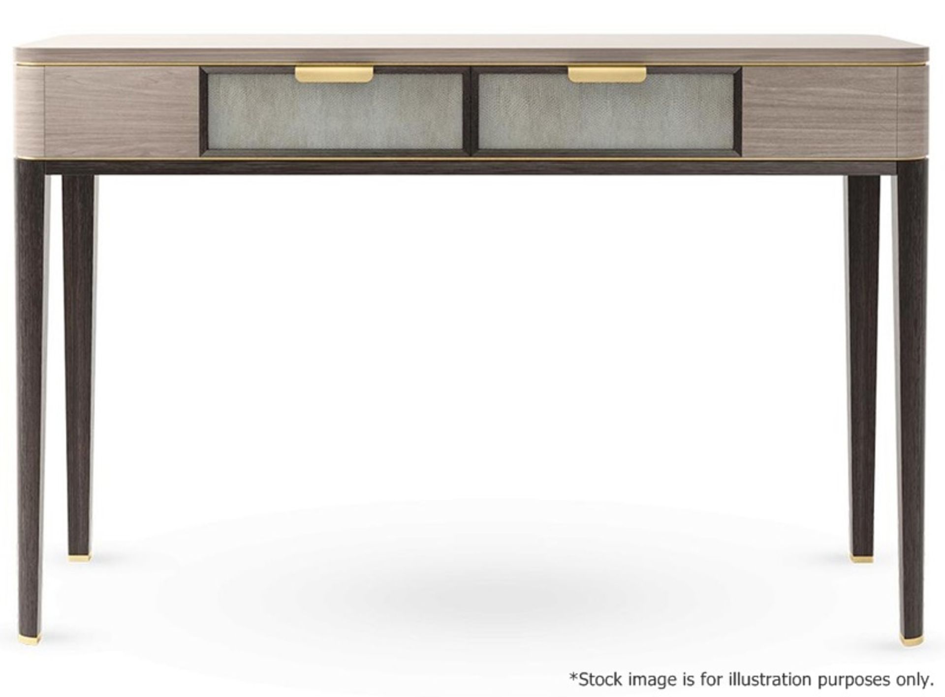 1 x FRATO 'Mandalay' Luxury Designer 2-Drawer Dresser Dressing Table In Brown With A High Gloss Dark - Image 3 of 15