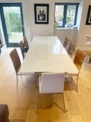 1 x CALLIGARIS 2.8 Metre Italian Glass-topped Extending Dining Table With 8 x Calligaris Chairs