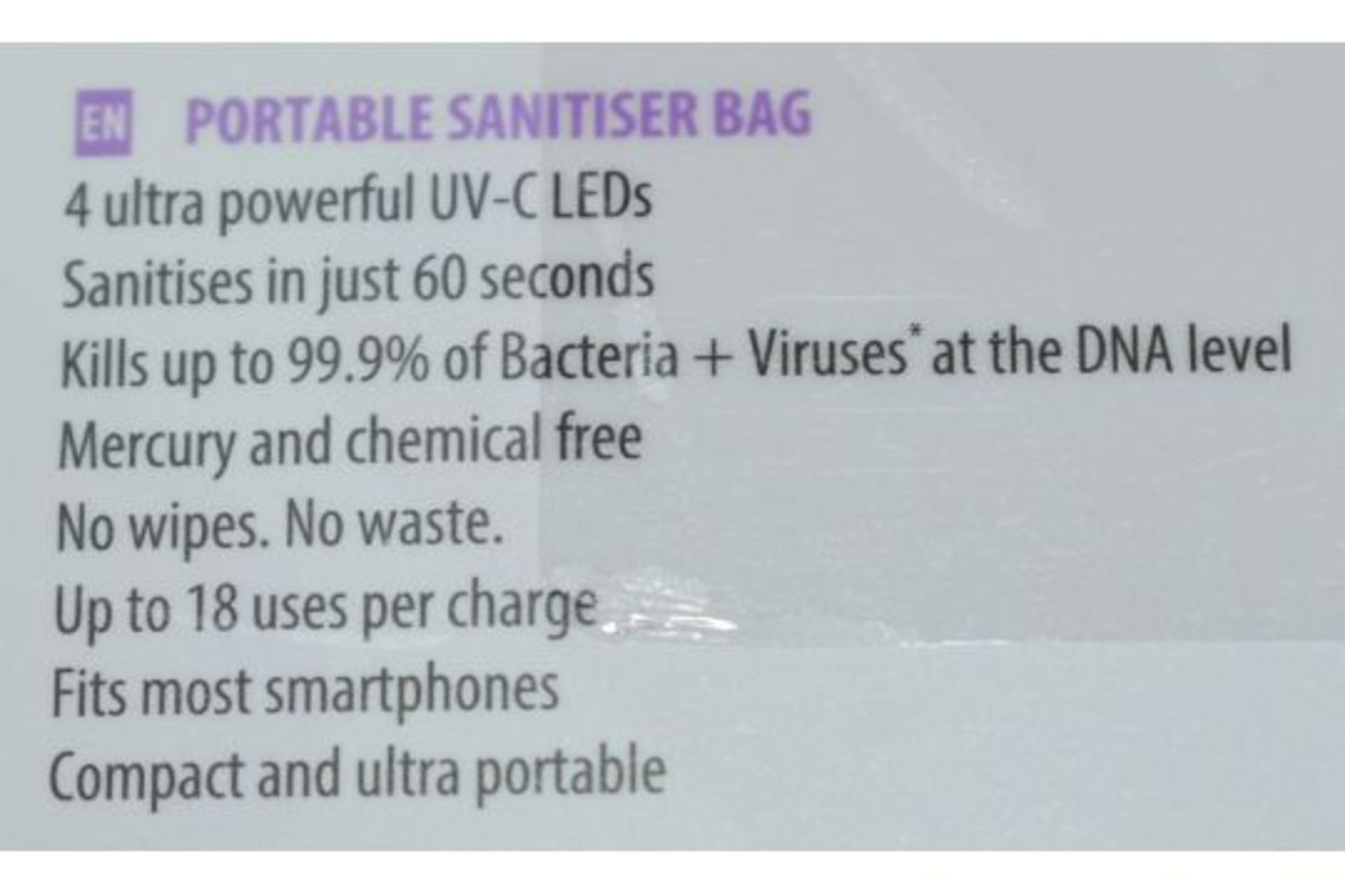 1 x Homedics UV Clean Portable Sanitiser Bag - Kills Upto 99.9% of Bacteria & Viruses in Just 60 - Image 20 of 24