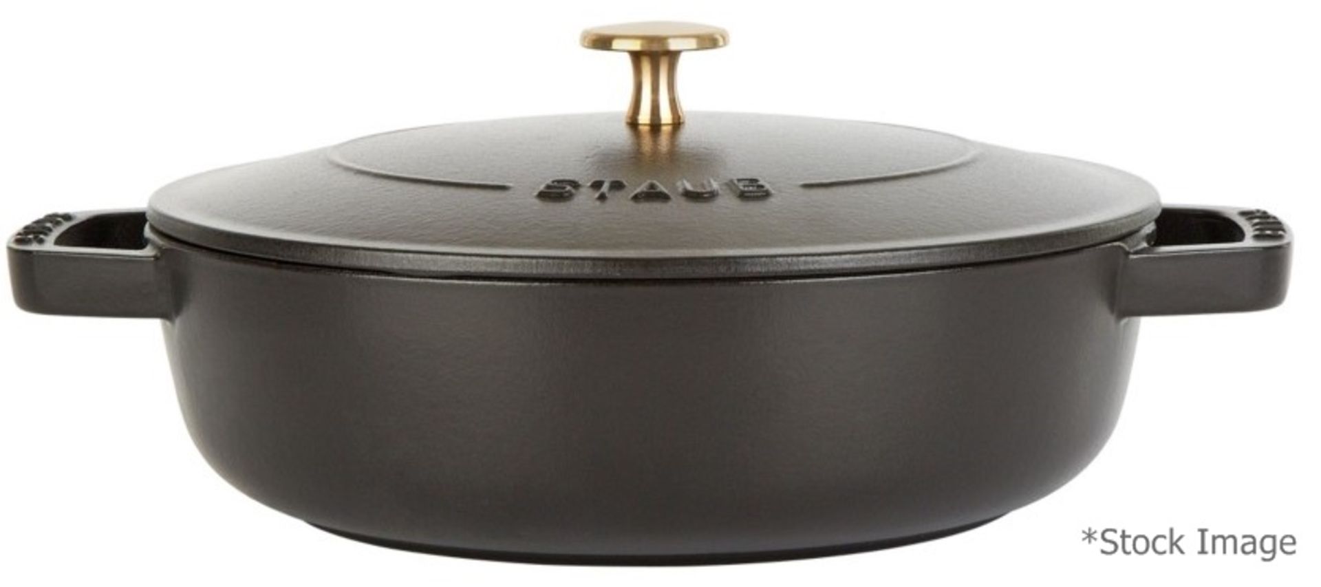 1 x STAUB Black Round Chistera Braiser Sauté Pan (24cm) - Original Price £199.00 - Unused Boxed