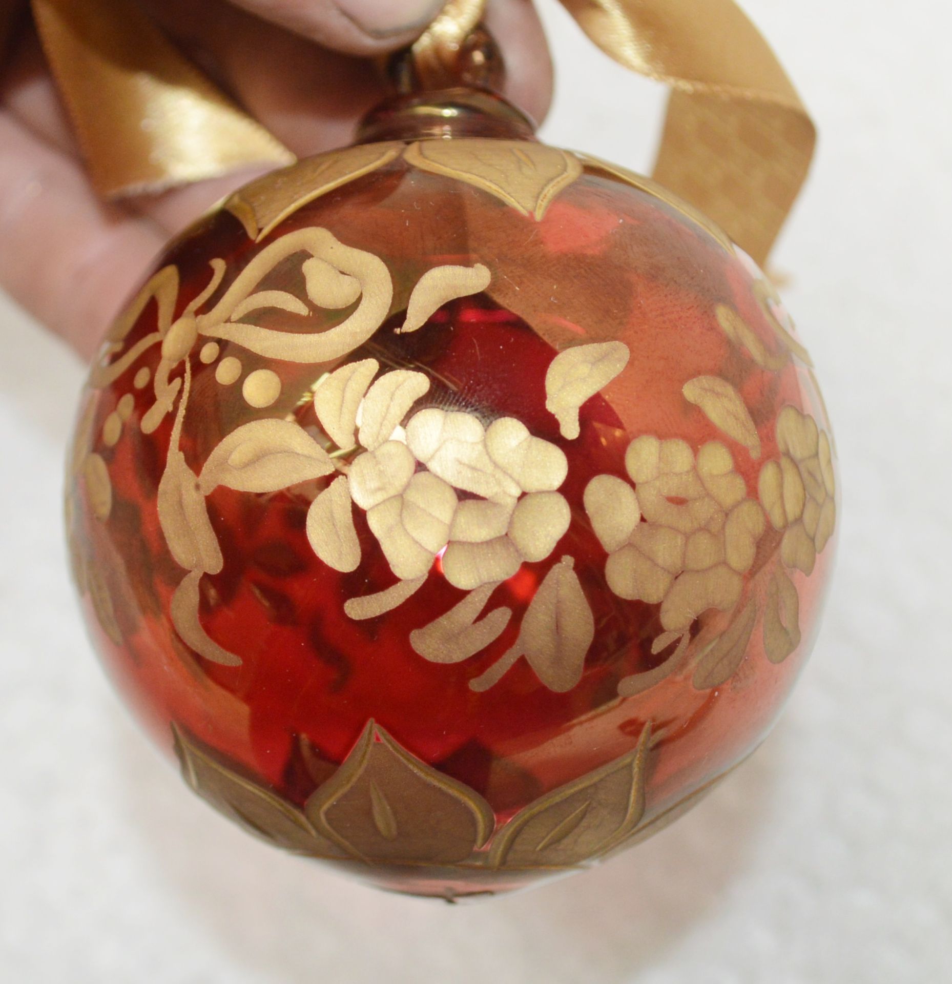 1 x BALDI 'Home Jewels' Italian Hand-crafted Artisan Glass Christmas Tree Decoration In Red and Gold - Image 3 of 4