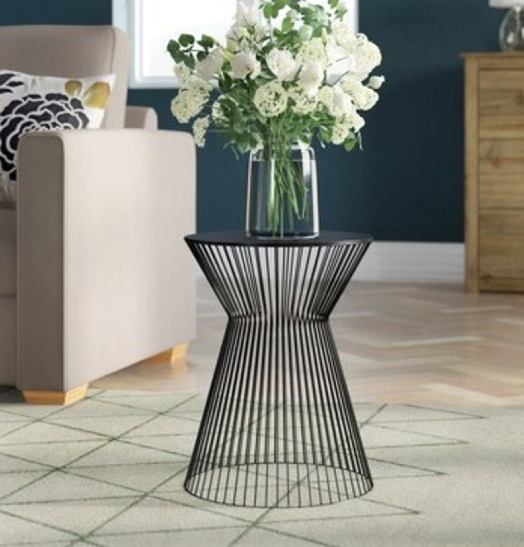 1 x 'Suus' Contemporary Diabalo Style Openwork Metal SIDE Table In Black - New Boxed Stock