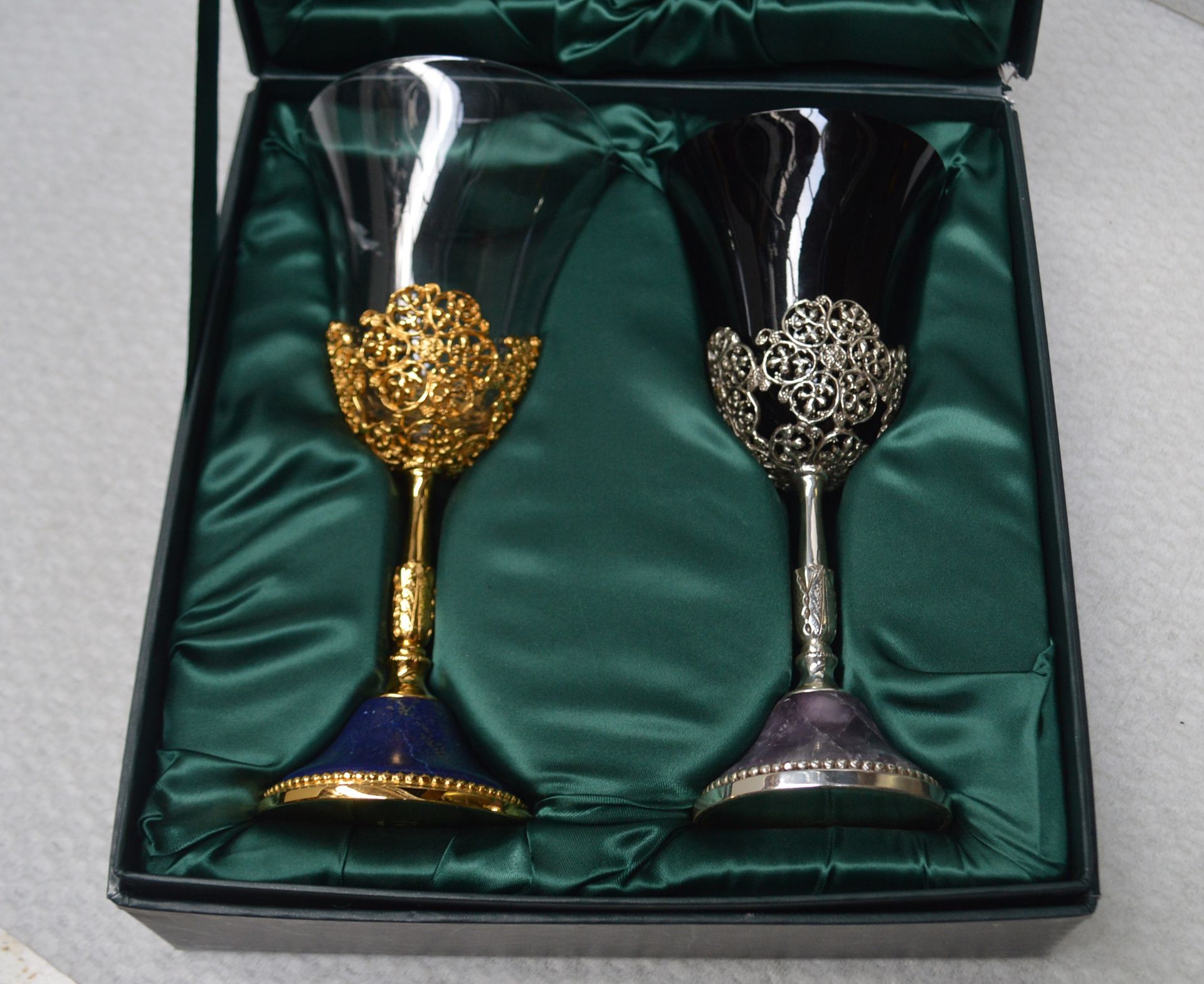 2 x BALDI 'Home Jewels' Italian Hand-crafted Artisan Crystal FONTAINEBLEAU Water Goblets (1 x clear, - Image 3 of 4