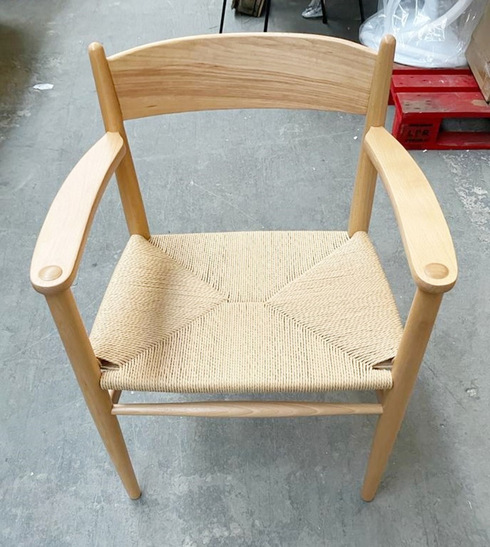 1 x Natural + Natural Cord Chair With Arm Rests - Dimensions: 50(h) x 48(d) x 58(w) cm - Brand New