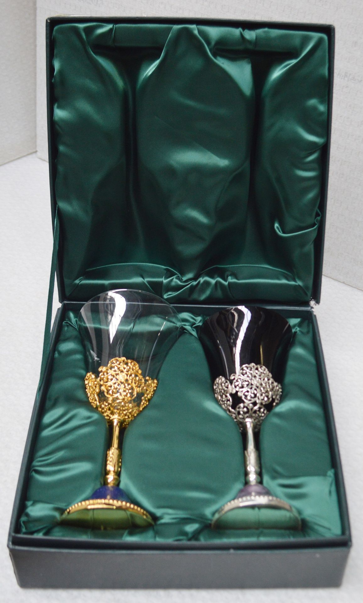 2 x BALDI 'Home Jewels' Italian Hand-crafted Artisan Crystal FONTAINEBLEAU Water Goblets (1 x clear, - Image 2 of 4