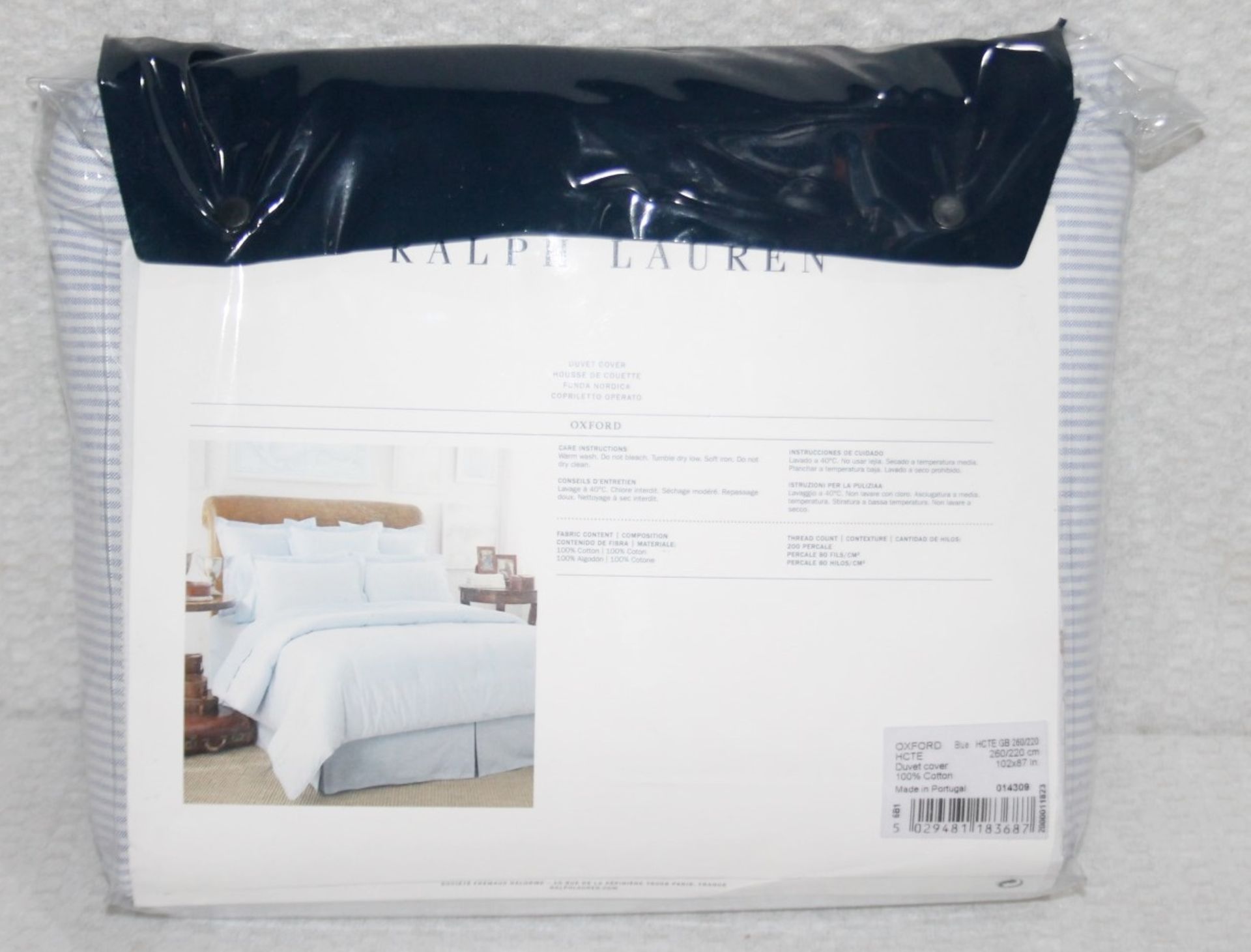 1 x RALPH LAUREN HOME 'Oxford Blue' Cotton Super King Duvet Cover (260cm x 220cm) - Original - Image 4 of 5