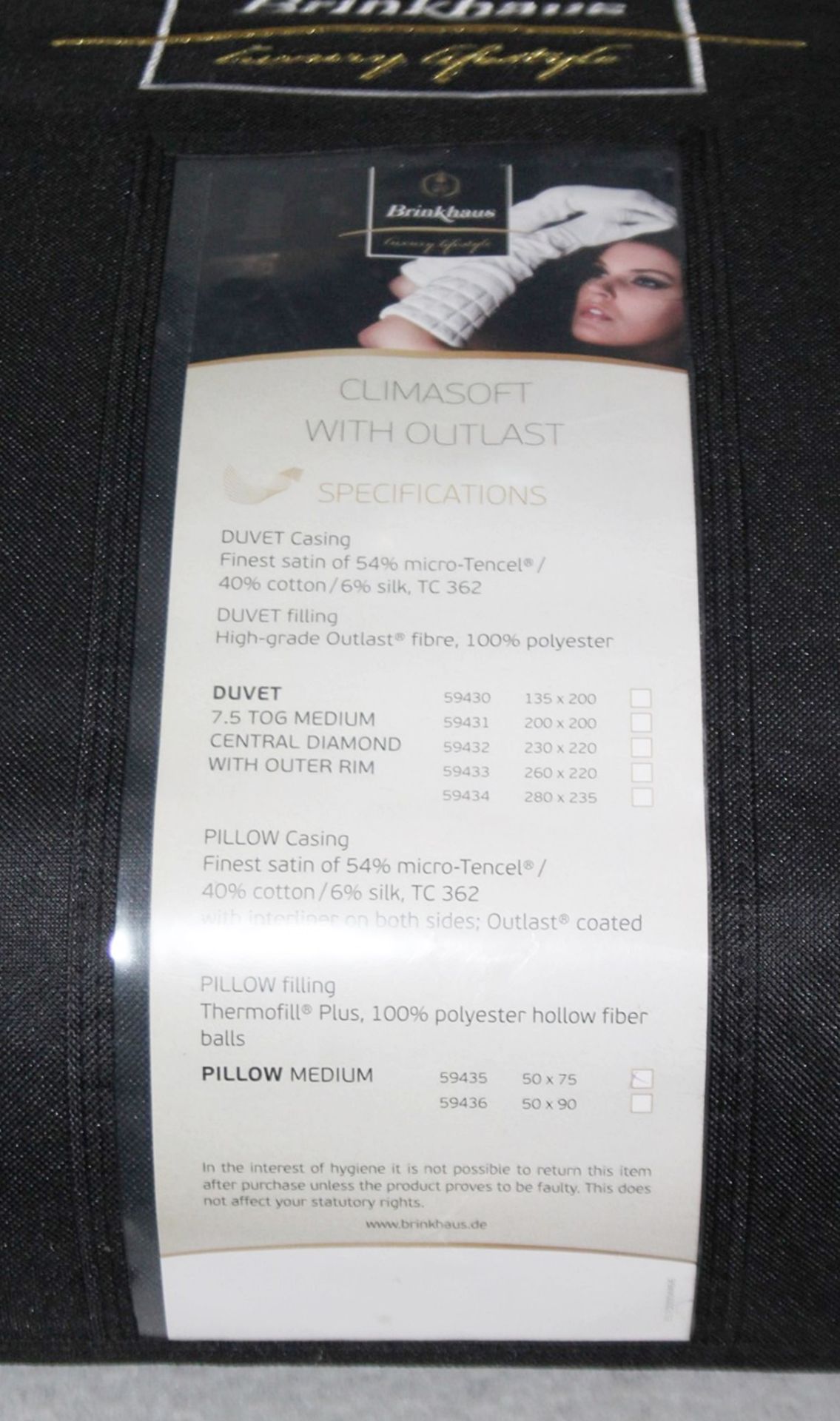 1 x BRINKHAUS 'Climasoft Outlast' Luxury Pillow (Medium Firmness) - Dimensions: 50cm x 75cm - - Image 3 of 9