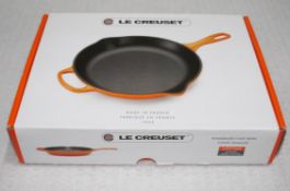 1 x LE CREUSET Cast Iron 23cm Signature Round Skillet Pan In Volcanique Flame Orange