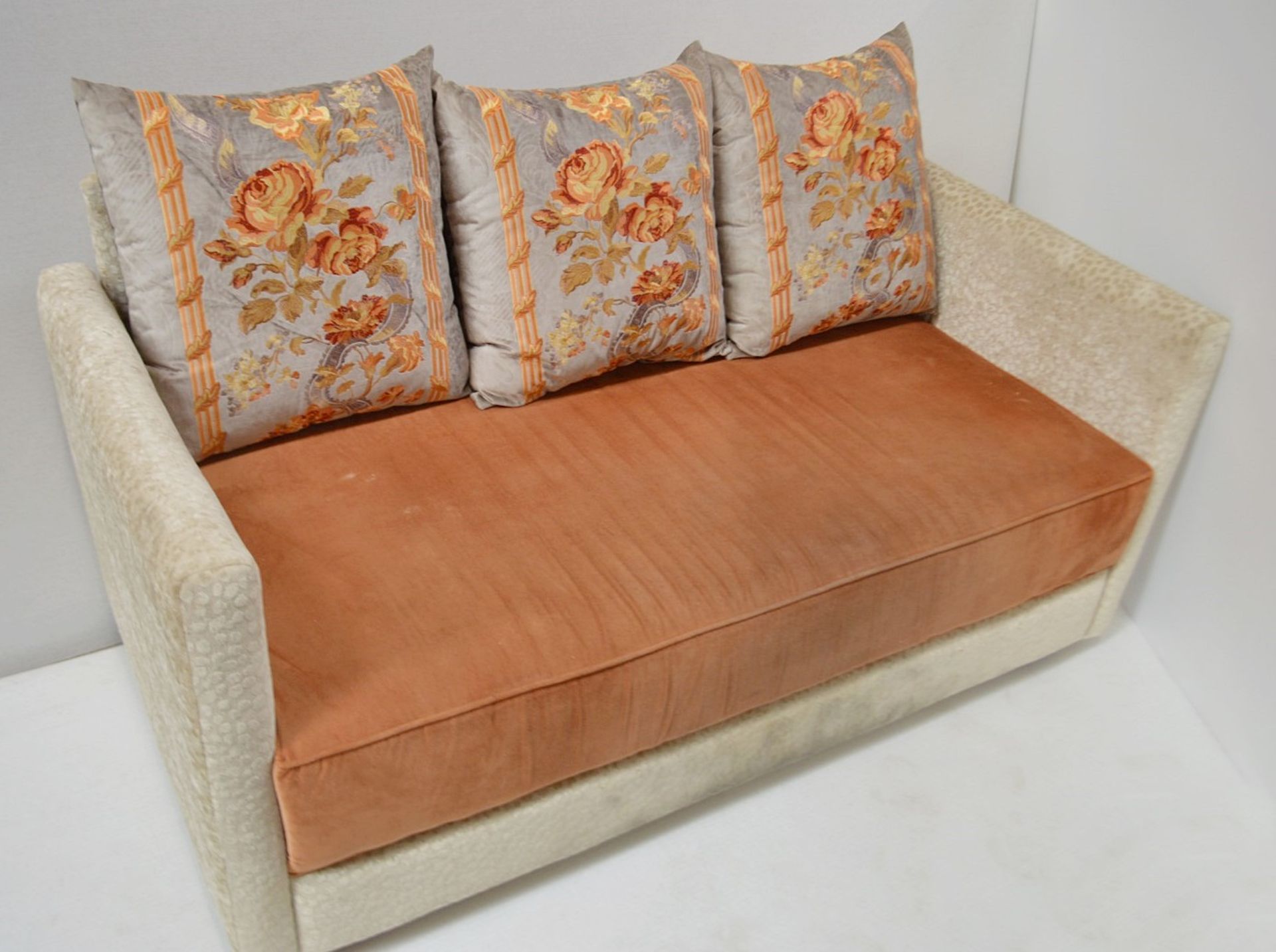 1 x Upholstered Sofa With A Selection Of Cushions - Dimensions: W181 x D77 x H70cm / Seat 39cm - Image 4 of 8